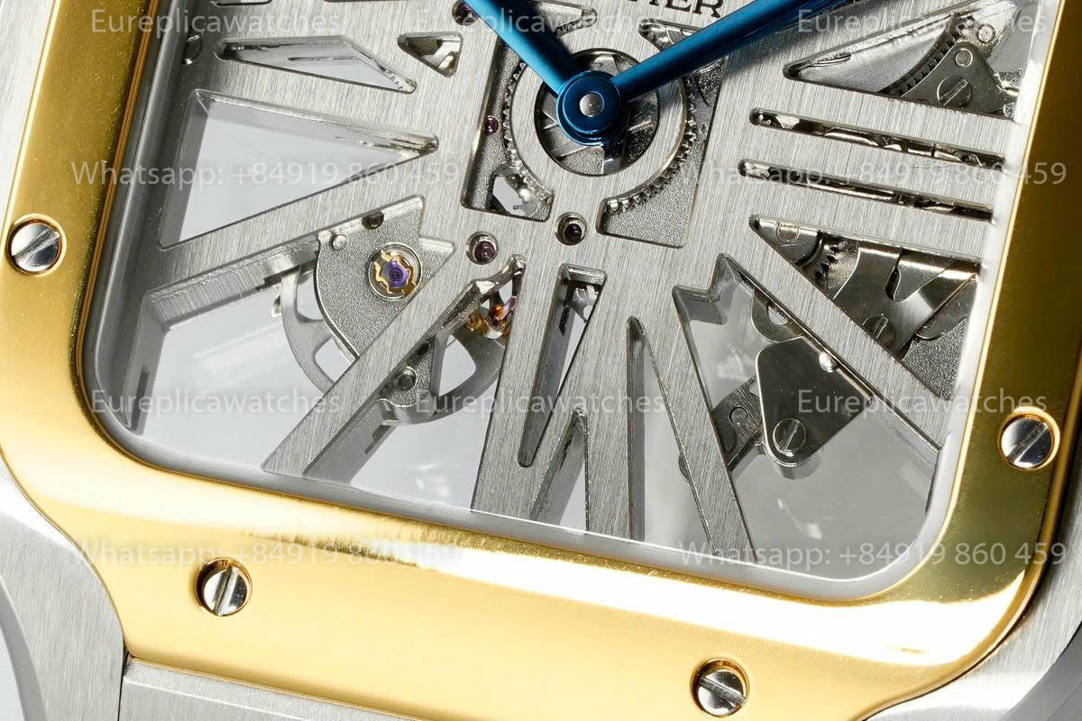 Rich Factory  Cartier Santos Skeleton RF Factory Yellow and Steel Strap