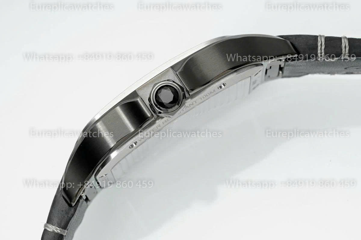 Rich Factory  Cartier Santos Skeleton RF Factory Black case Leather strap