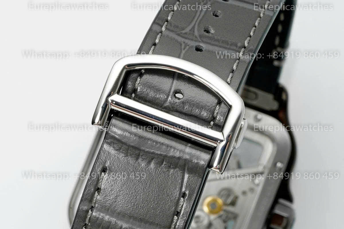 Rich Factory  Cartier Santos Skeleton RF Factory Black case Leather strap