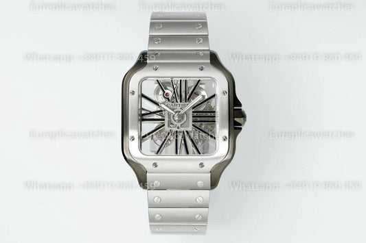 Rich Factory  Cartier Santos Skeleton RF Factory Black case Steel strap