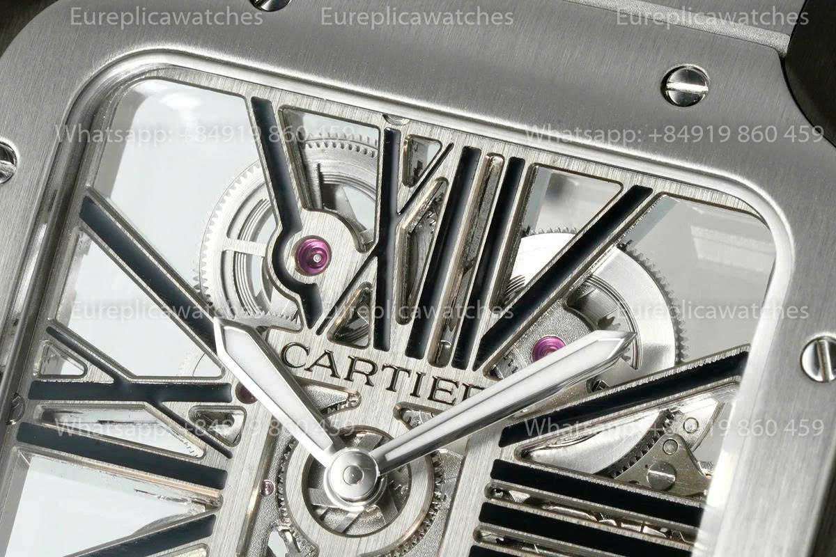 Rich Factory  Cartier Santos Skeleton RF Factory Black case Steel strap