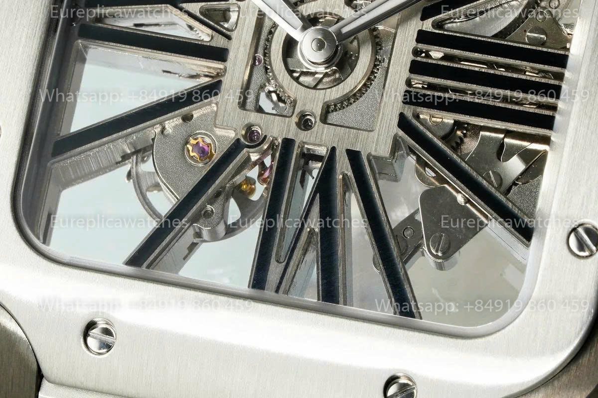 Rich Factory  Cartier Santos Skeleton RF Factory Black case Steel strap