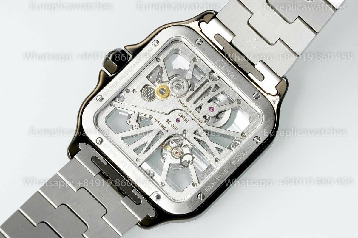 Rich Factory  Cartier Santos Skeleton RF Factory Black case Steel strap