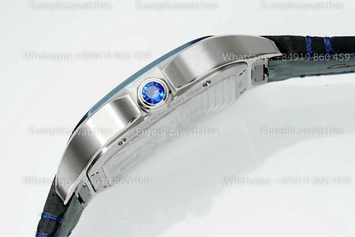 Rich Factory  Cartier Santos Skeleton RF Factory Blue Leather Strap