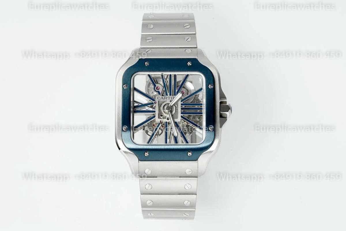 Rich Factory  Cartier Santos Skeleton RF Factory Blue Steel Strap