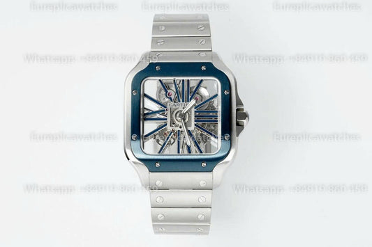 Rich Factory  Cartier Santos Skeleton RF Factory Blue Steel Strap