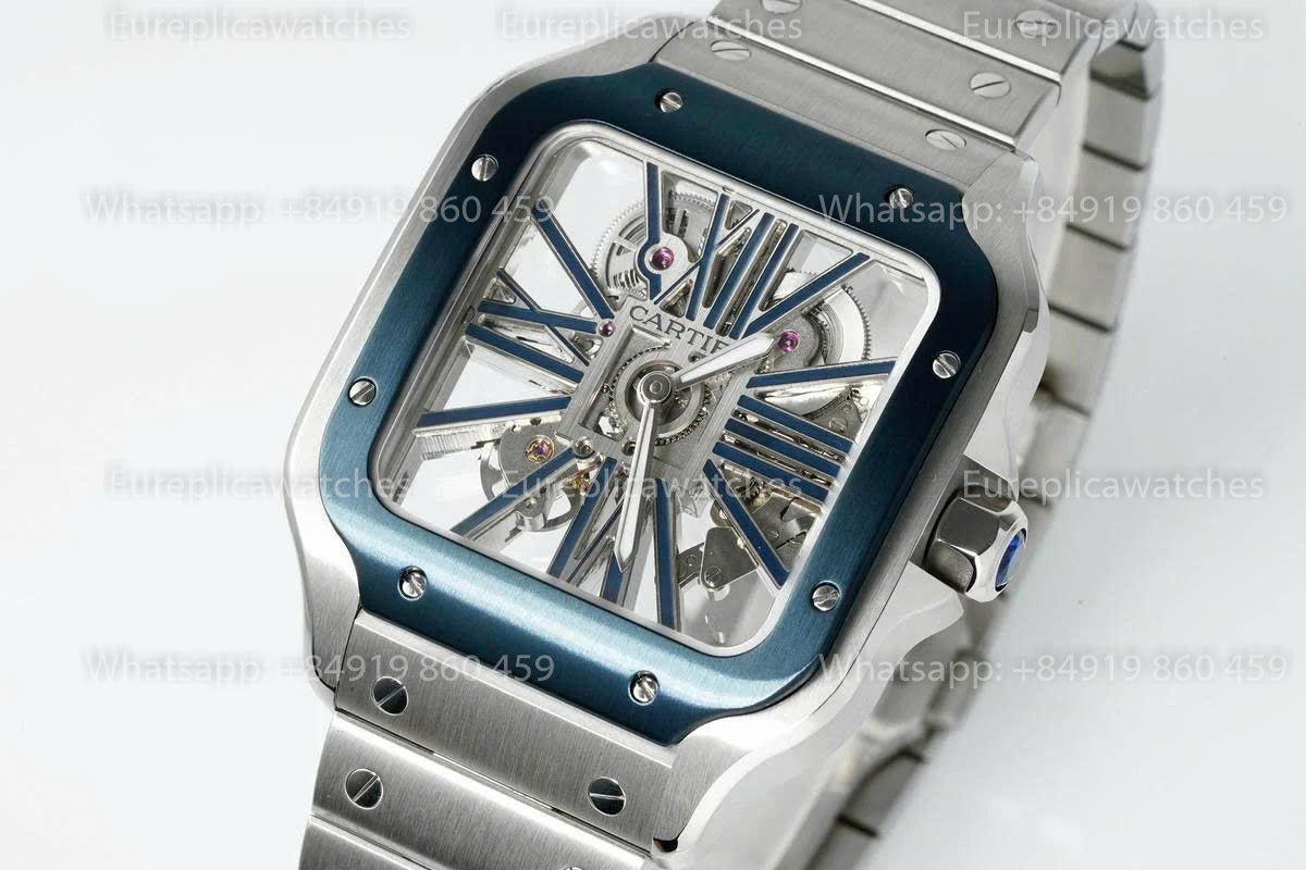 Rich Factory  Cartier Santos Skeleton RF Factory Blue Steel Strap