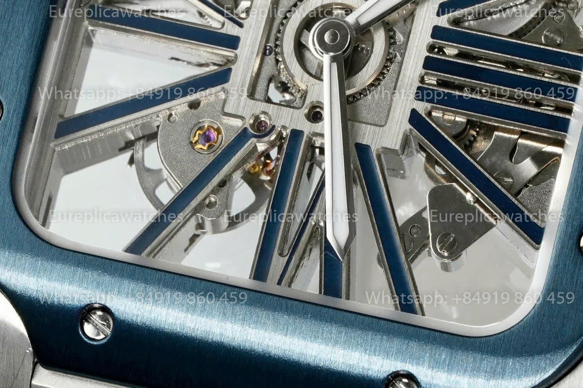 Rich Factory  Cartier Santos Skeleton RF Factory Blue Steel Strap