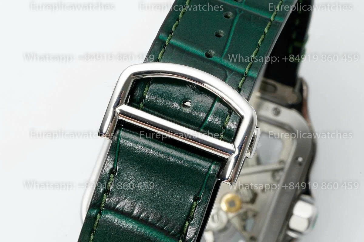 Rich Factory  Cartier Santos Skeleton RF Factory Green Leather Strap