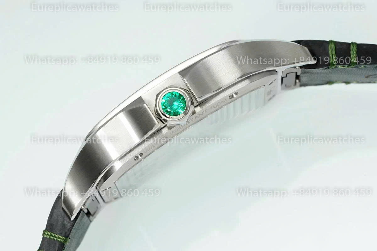 Rich Factory  Cartier Santos Skeleton RF Factory Green Leather Strap