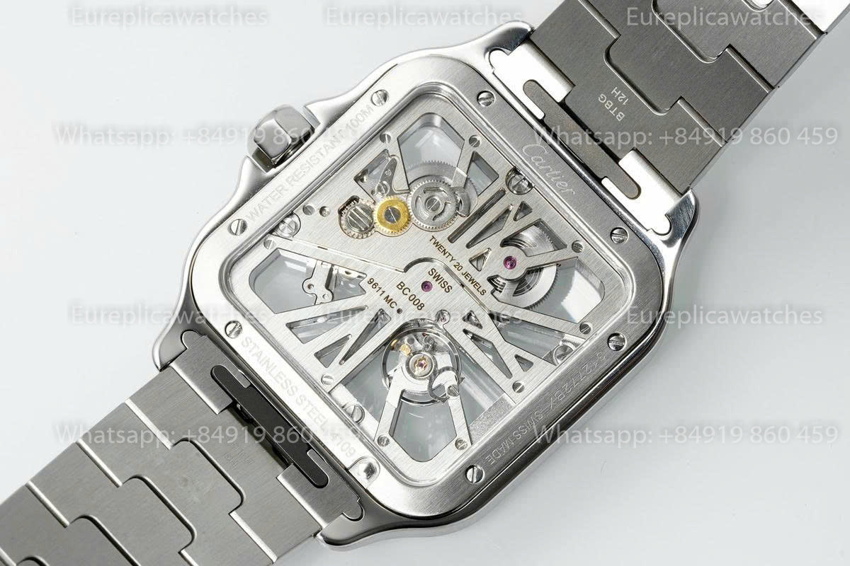 Rich Factory  Cartier Santos Skeleton RF Factory Green dial Steel Strap