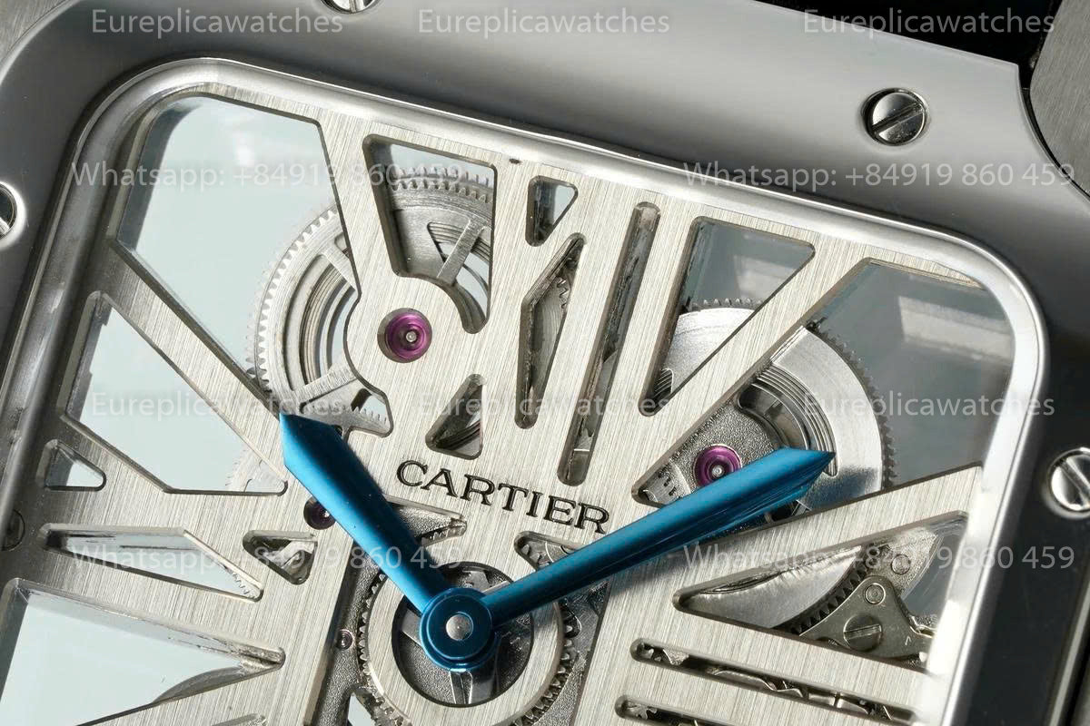 Rich Factory  Cartier Santos Skeleton RF Factory White Leather Strap