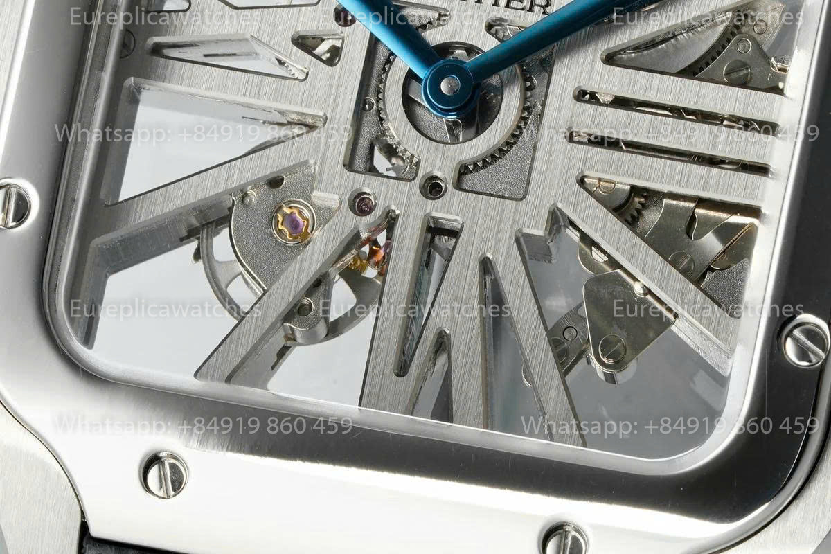 Rich Factory  Cartier Santos Skeleton RF Factory White Leather Strap