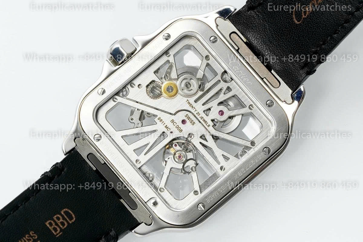 Rich Factory  Cartier Santos Skeleton RF Factory White Leather Strap