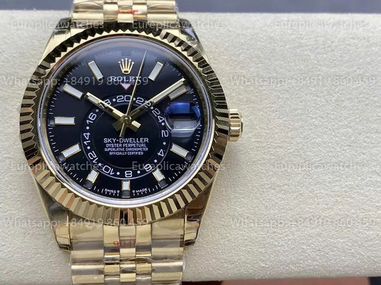 Noob Factory Rolex Sky Dweller M336938 Yellow Gold Black Dial