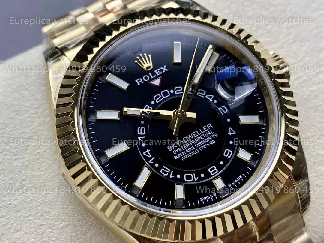 Noob Factory Rolex Sky-Dweller M336938 Gelbgold Schwarzes Zifferblatt
