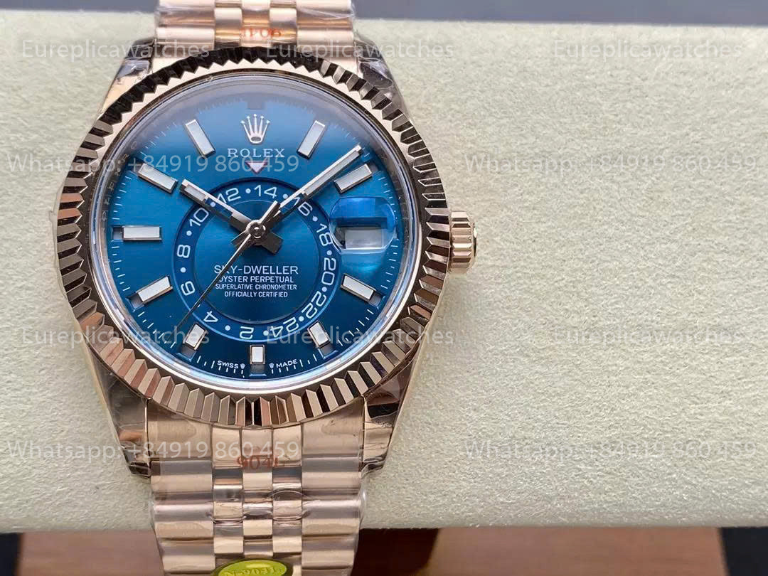 Noob Factory Rolex Sky-Dweller M336935 Roségold Blaues Zifferblatt