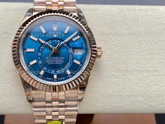 Noob Factory Rolex Sky Dweller M336935 Rose Gold Blue Dial