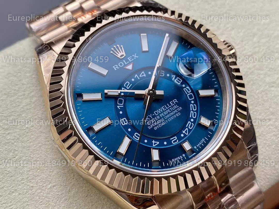 Noob Factory Rolex Sky-Dweller M336935 Roségold Blaues Zifferblatt