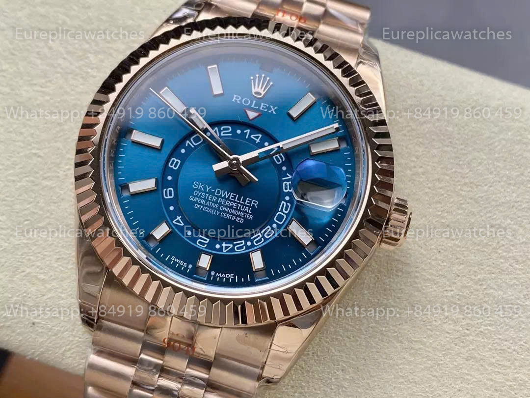 Noob Factory Rolex Sky-Dweller M336935 Roségold Blaues Zifferblatt