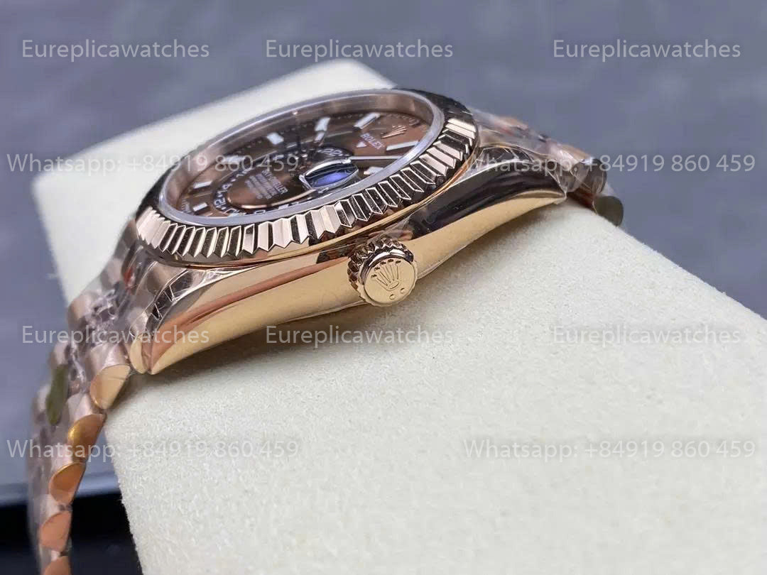 Noob Factory Rolex Sky Dweller M336935 Rose Gold Brown Dial