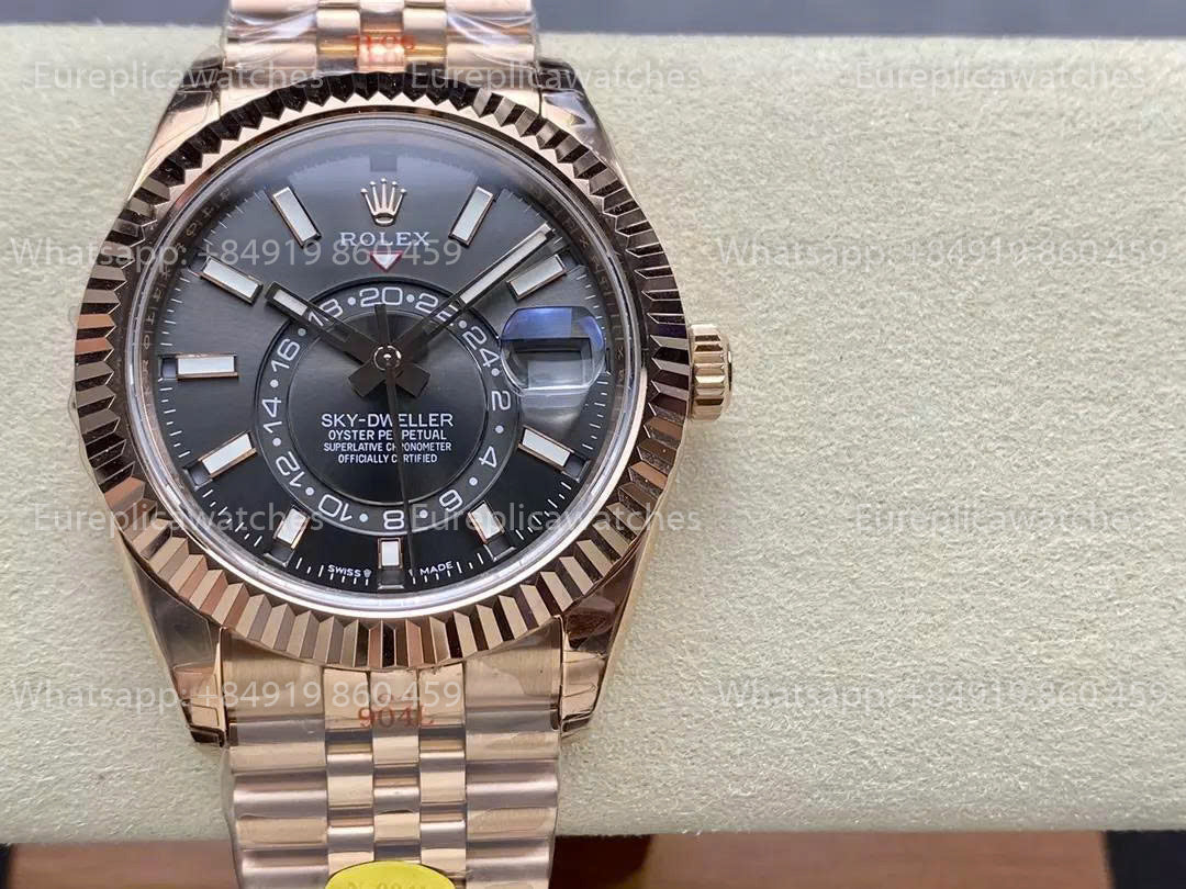 Noob Factory Rolex Sky Dweller M336935 Rose Gold Grey Dial