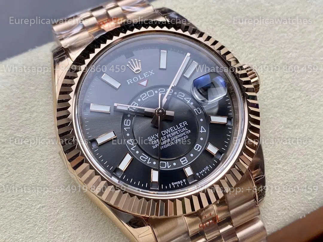 Noob Factory Rolex Sky Dweller M336935 Rose Gold Grey Dial