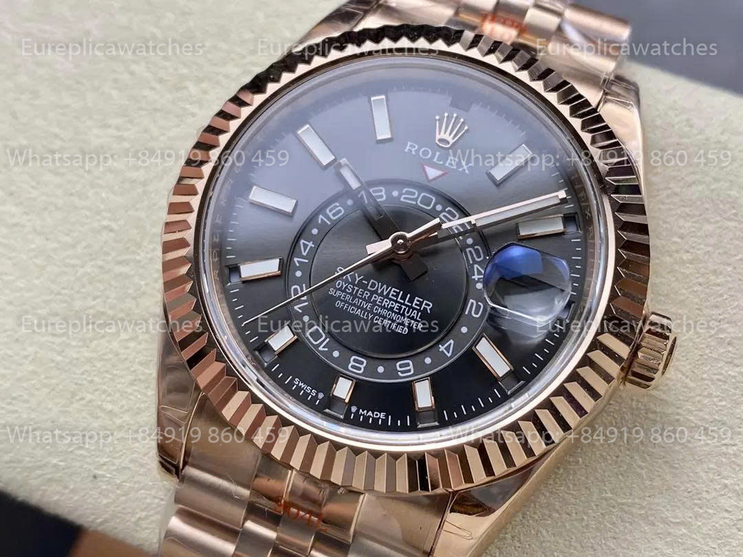 Noob Factory Rolex Sky Dweller M336935 Rose Gold Grey Dial