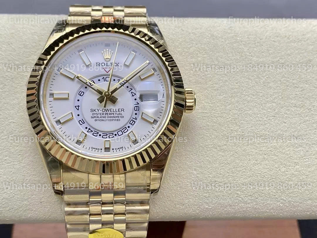 Noob Factory Rolex Sky Dweller M336938 Yellow Gold White Dial