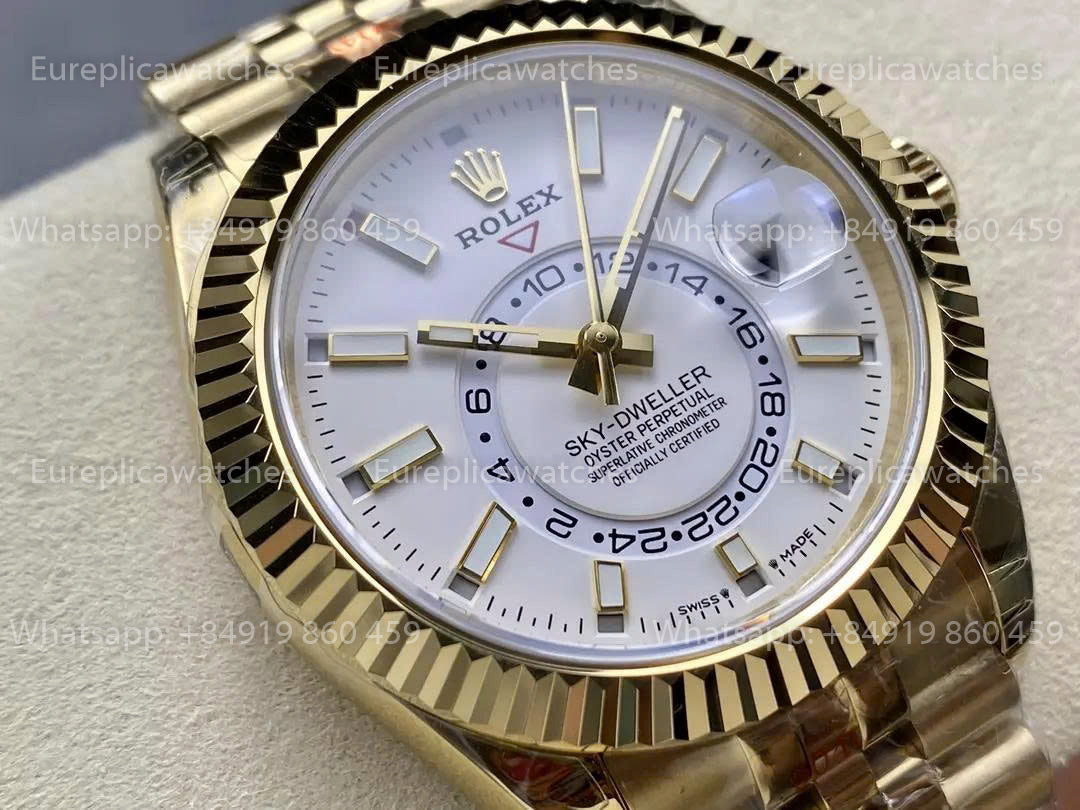 Noob Factory Rolex Sky Dweller M336938 Yellow Gold White Dial