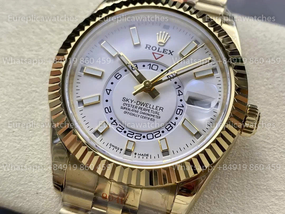 Noob Factory Rolex Sky Dweller M336938 Yellow Gold White Dial