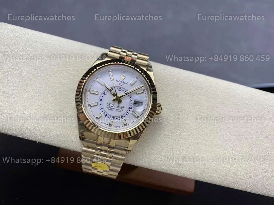 Noob Factory Rolex Sky Dweller M336938 Yellow Gold White Dial