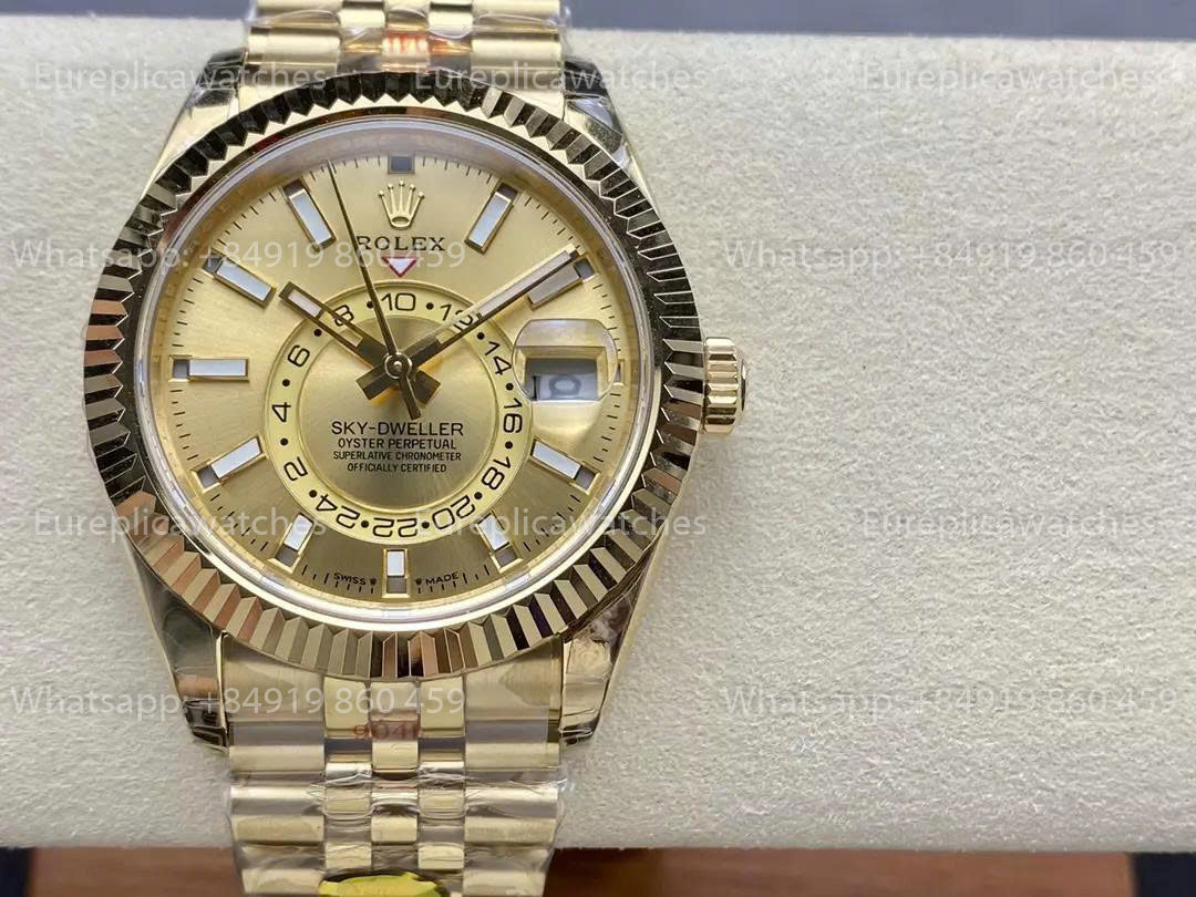 Noob Factory Rolex Sky Dweller M336938 Yellow Gold Yellow Dial