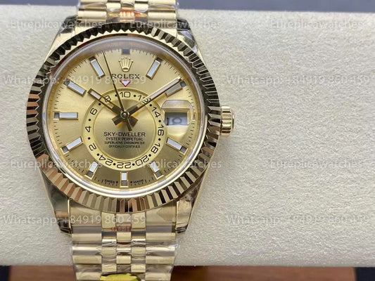 Noob Factory Rolex Sky Dweller M336938 Yellow Gold Yellow Dial