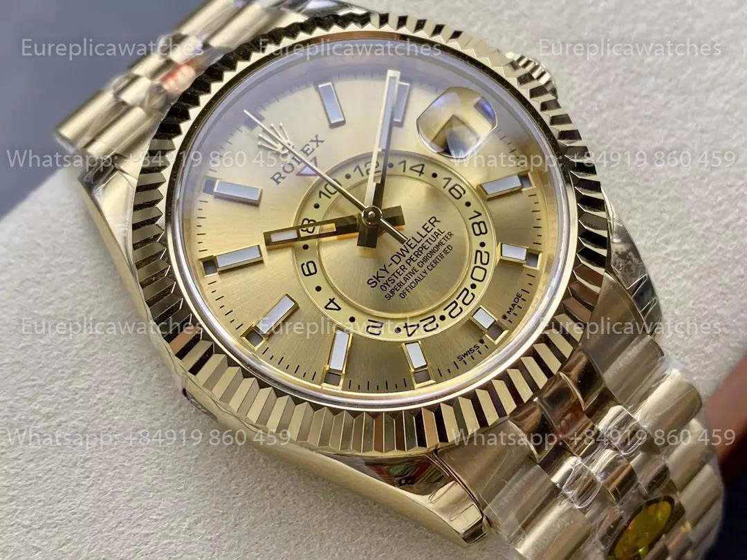 Noob Factory Rolex Sky Dweller M336938 Yellow Gold Yellow Dial