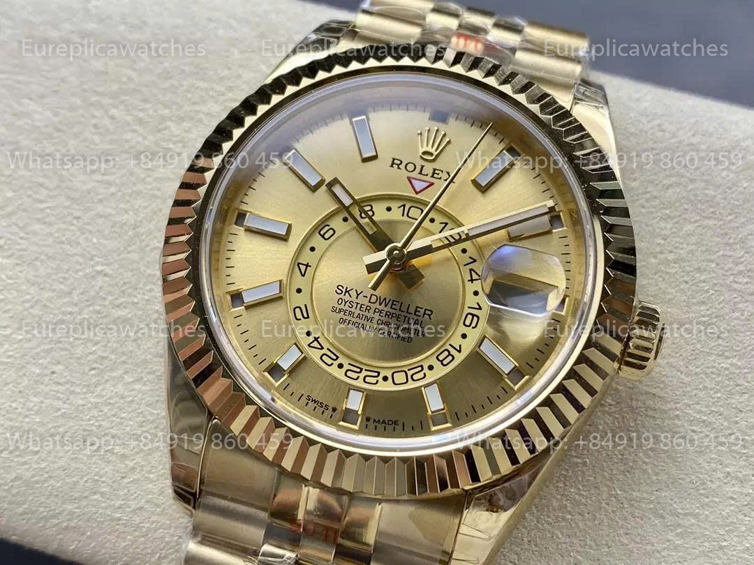 Noob Factory Rolex Sky Dweller M336938 Yellow Gold Yellow Dial