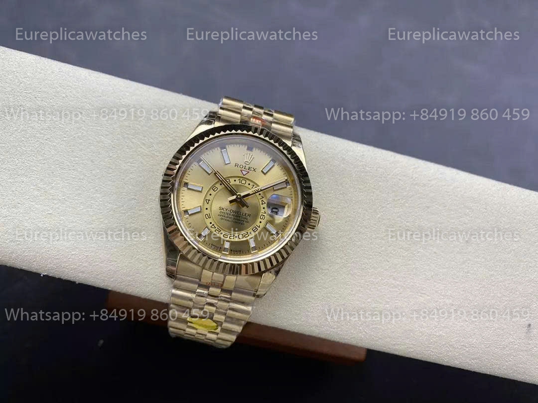 Noob Factory Rolex Sky Dweller M336938 Yellow Gold Yellow Dial