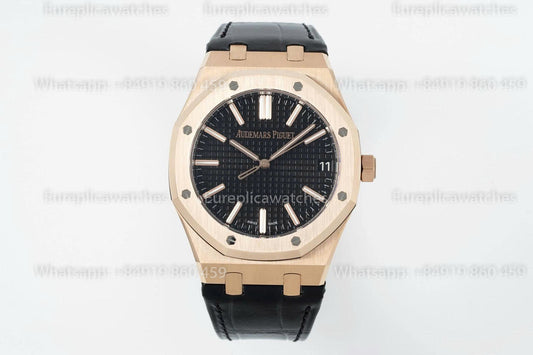 DDF Factory Audemars Piguet Royal Oak 15510ST 41mm Black Dial Leather Strap Rose Gold