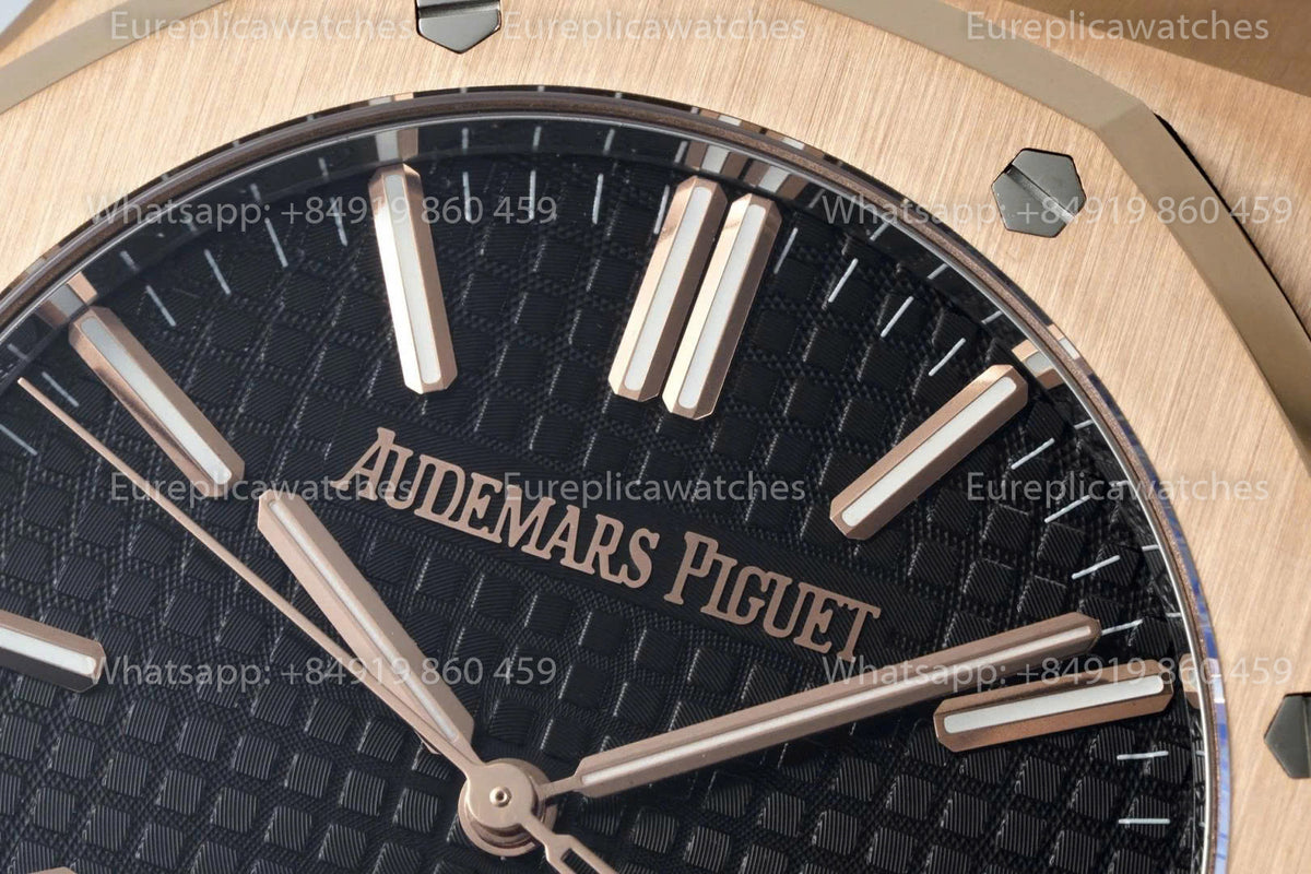 DDF Factory Audemars Piguet Royal Oak 15510ST 41mm Black Dial Leather Strap Rose Gold