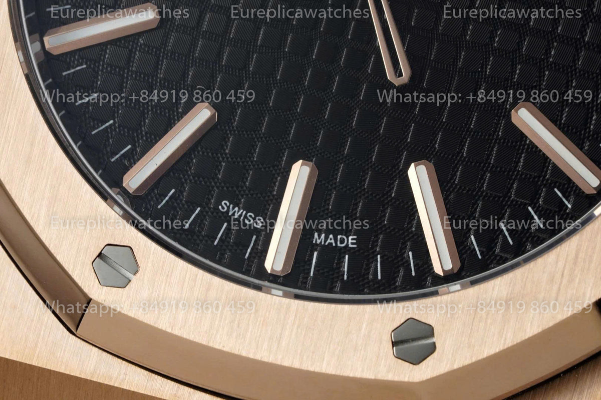 DDF Factory Audemars Piguet Royal Oak 15510ST 41mm Black Dial Leather Strap Rose Gold