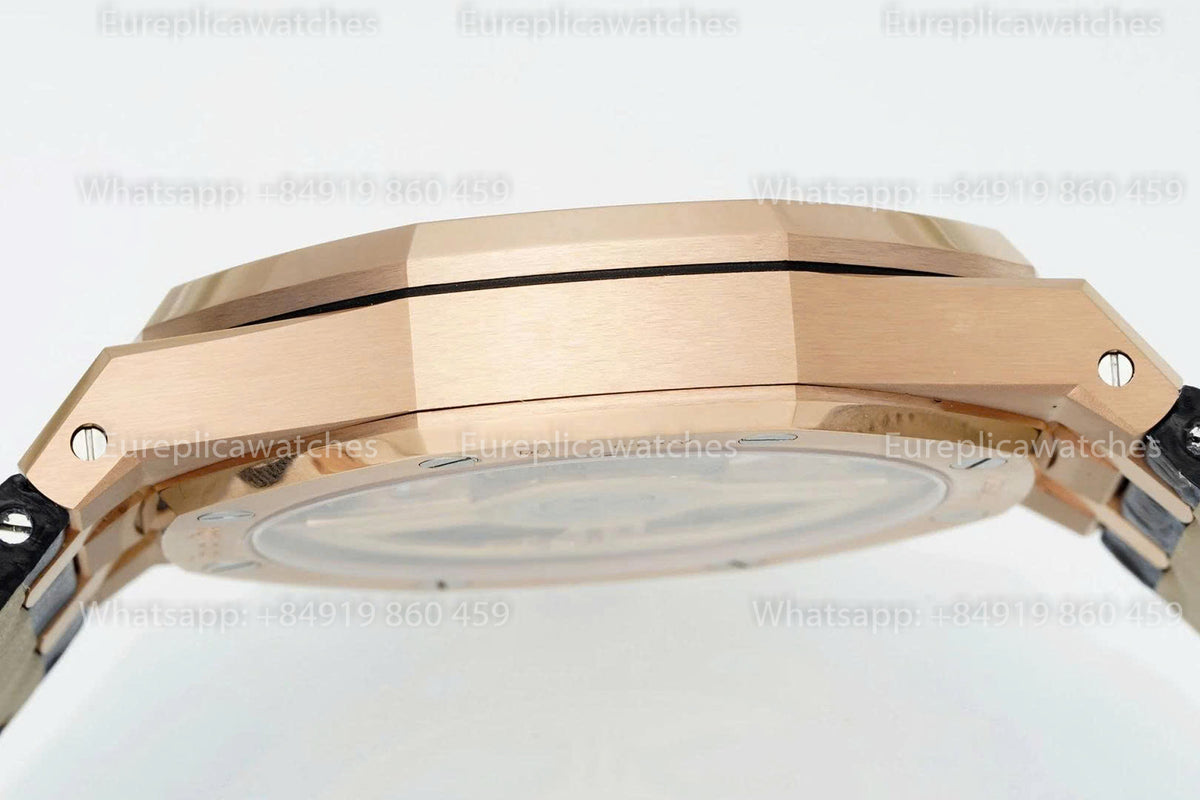 DDF Factory Audemars Piguet Royal Oak 15510ST 41mm Black Dial Leather Strap Rose Gold