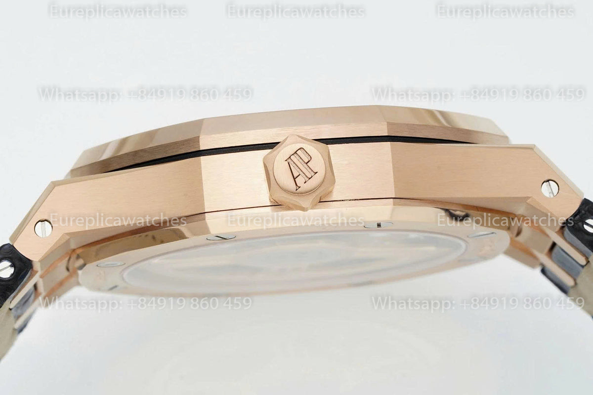 DDF Factory Audemars Piguet Royal Oak 15510ST 41mm Black Dial Leather Strap Rose Gold