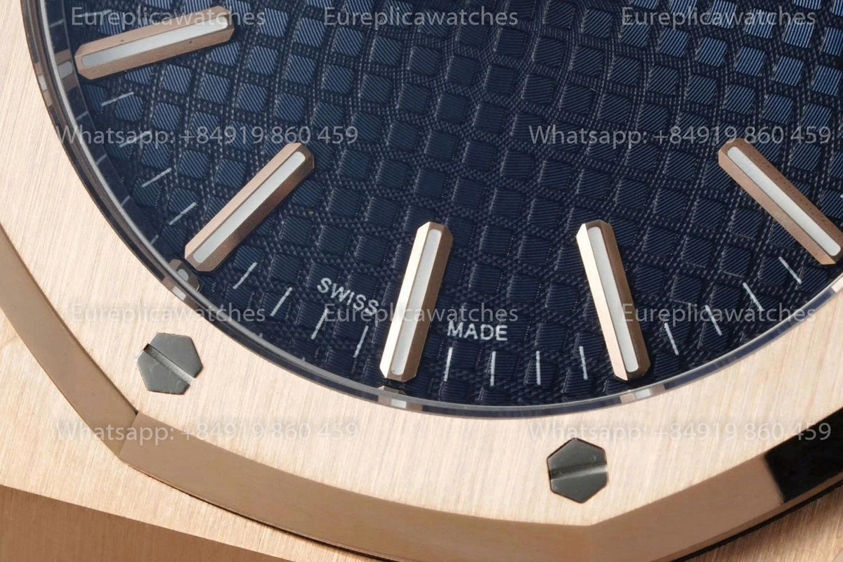 DDF Factory Audemars Piguet Royal Oak 15510ST 41mm Blue Dial Leather Strap Rose Gold