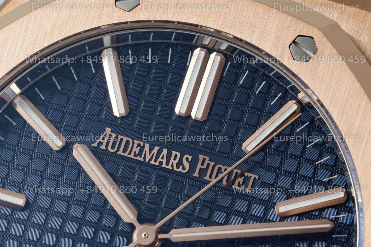 DDF Factory Audemars Piguet Royal Oak 15510ST 41mm Blue Dial Leather Strap Rose Gold