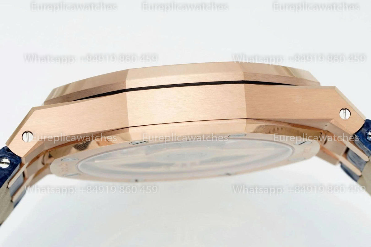 DDF Factory Audemars Piguet Royal Oak 15510ST 41mm Blue Dial Leather Strap Rose Gold