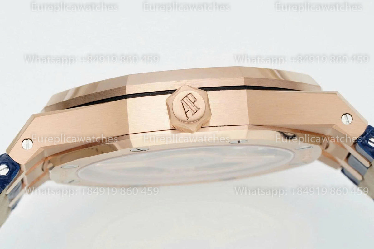DDF Factory Audemars Piguet Royal Oak 15510ST 41mm Blue Dial Leather Strap Rose Gold