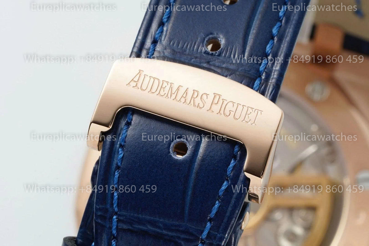 DDF Factory Audemars Piguet Royal Oak 15510ST 41mm Blue Dial Leather Strap Rose Gold