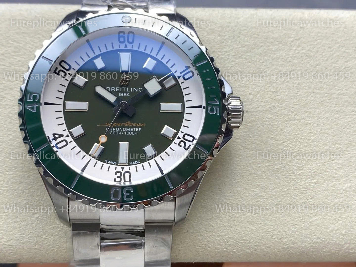 TF Factory Breitling Superocean 44 Green Bezel and Stainless Steel Strap
