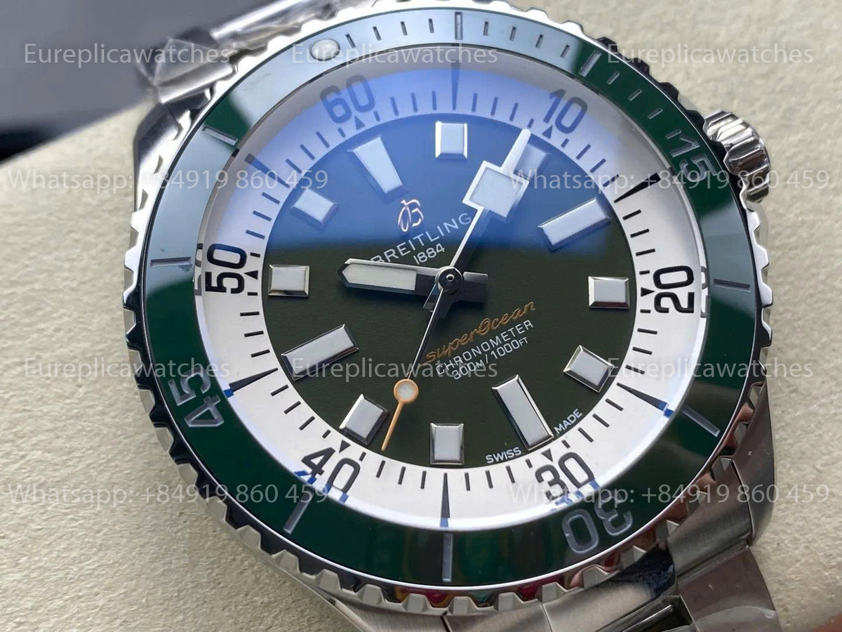 TF Factory Breitling Superocean 44 Green Bezel and Stainless Steel Strap