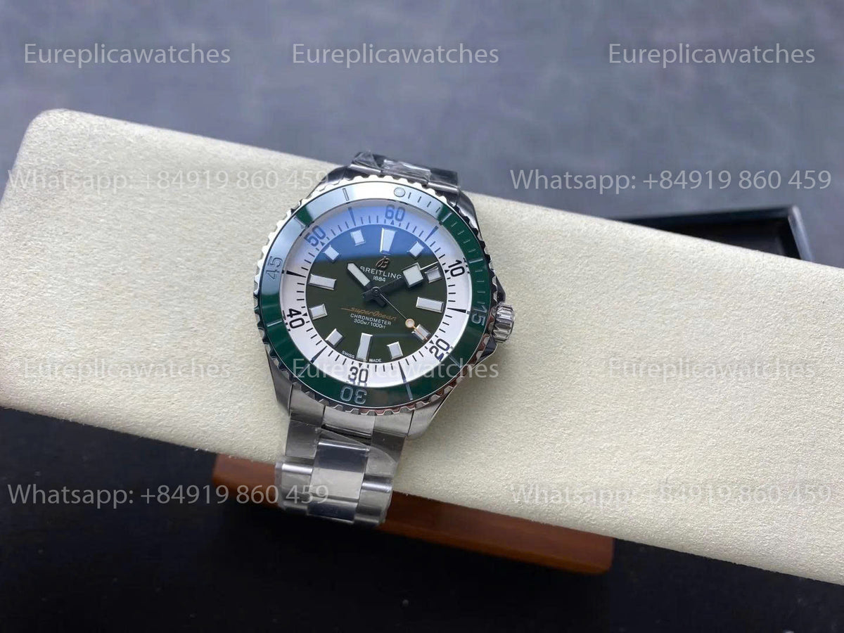 TF Factory Breitling Superocean 44 Green Bezel and Stainless Steel Strap